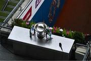28 November 2020; The cup sits in wait for the winner of the Lory Meagher Cup Final match between Fermanagh and Louth at Croke Park in Dublin. Photo by Ray McManus/Sportsfile