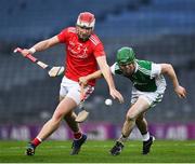28 November 2020; Matthew Fee of Louth in action against Tom Keenan of Fermanagh during the Lory Meagher Cup Final match between Fermanagh and Louth at Croke Park in Dublin. Photo by Ray McManus/Sportsfile