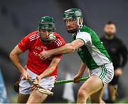 28 November 2020; Niall Keenan of Louth in action against Andrew  Breslin of Fermanagh  during the Lory Meagher Cup Final match between Fermanagh and Louth at Croke Park in Dublin. Photo by Ray McManus/Sportsfile
