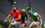 28 November 2020; Niall Keenan of Louth in action against Andrew  Breslin of Fermanagh  during the Lory Meagher Cup Final match between Fermanagh and Louth at Croke Park in Dublin. Photo by Ray McManus/Sportsfile