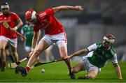 28 November 2020; Matthew Fee of Louth in action against Ciarán Corrigan of Fermanagh during the Lory Meagher Cup Final match between Fermanagh and Louth at Croke Park in Dublin. Photo by Harry Murphy/Sportsfile