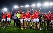 28 November 2020; Louth players celebrate the cup lift following the Lory Meagher Cup Final match between Fermanagh and Louth at Croke Park in Dublin. Photo by Harry Murphy/Sportsfile
