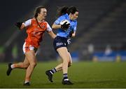 28 November 2020; Lyndsey Davey of Dublin in action against Catherine Marley of Armagh during the TG4 All-Ireland Senior Ladies Football Championship Semi-Final match between Armagh and Dublin at Kingspan Breffni in Cavan. Photo by Piaras Ó Mídheach/Sportsfile