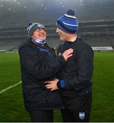 28 November 2020; Waterford manager Liam Cahill, right, and kitman Roger Casey following the GAA Hurling All-Ireland Senior Championship Semi-Final match between Kilkenny and Waterford at Croke Park in Dublin. Photo by Ramsey Cardy/Sportsfile