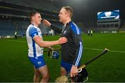 28 November 2020; Austin Gleeson, left, and Kevin Moran of Waterford following the GAA Hurling All-Ireland Senior Championship Semi-Final match between Kilkenny and Waterford at Croke Park in Dublin. Photo by Ramsey Cardy/Sportsfile