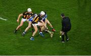 28 November 2020; Referee Fergal Horgan throws in the ball between Conor Browne, left, and Conor Fogarty of Kilkenny and Jamie Barron and Kieran Bennett of Waterford to start the GAA Hurling All-Ireland Senior Championship Semi-Final match between Kilkenny and Waterford at Croke Park in Dublin. Photo by Daire Brennan/Sportsfile