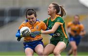 28 November 2020; Gráinne Nolan of Clare in action against Sarah Wall of Meath during the TG4 All-Ireland Intermediate Ladies Football Championship Semi-Final match between Clare and Meath at MW Hire O'Moore Park in Portlaoise, Laois. Photo by Brendan Moran/Sportsfile