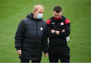 29 November 2020; Sligo Rovers manager Liam Buckley and David Cawley prior to the Extra.ie FAI Cup Semi-Final match between Shamrock Rovers and Sligo Rovers at Tallaght Stadium in Dublin. Photo by Stephen McCarthy/Sportsfile