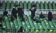 29 November 2020; The Georgia bench celebrate their side's first try during the Autumn Nations Cup match between Ireland and Georgia at the Aviva Stadium in Dublin. Photo by David Fitzgerald/Sportsfile