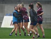 29 November 2020;  Westmeath players celebrate following their sides victory in the TG4 All-Ireland Intermediate Ladies Football Championship Semi-Final match between Roscommon and Westmeath at Glennon Brothers Pearse Park in Longford. Photo by Sam Barnes/Sportsfile