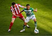 29 November 2020; Graham Burke of Shamrock Rovers in action against Garry Buckley of Sligo Rovers during the Extra.ie FAI Cup Semi-Final match between Shamrock Rovers and Sligo Rovers at Tallaght Stadium in Dublin. Photo by Harry Murphy/Sportsfile