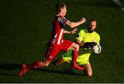 29 November 2020; Jesse Devers of Sligo Rovers in action against Alan Mannus of Shamrock Rovers during the Extra.ie FAI Cup Semi-Final match between Shamrock Rovers and Sligo Rovers at Tallaght Stadium in Dublin. Photo by Harry Murphy/Sportsfile