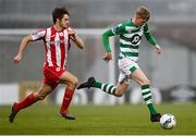 29 November 2020; Rhys Marshall of Shamrock Rovers in action against Lewis Banks of Sligo Rovers during the Extra.ie FAI Cup Semi-Final match between Shamrock Rovers and Sligo Rovers at Tallaght Stadium in Dublin. Photo by Harry Murphy/Sportsfile