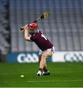29 November 2020; Joe Canning of Galway scores the first score of the game, a point from a sideline ball in the 2nd minute, during the GAA Hurling All-Ireland Senior Championship Semi-Final match between Limerick and Galway at Croke Park in Dublin. Photo by Ray McManus/Sportsfile