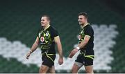 29 November 2020; Jacob Stockdale, left, and Shane Daly of Ireland following the Autumn Nations Cup match between Ireland and Georgia at the Aviva Stadium in Dublin. Photo by David Fitzgerald/Sportsfile