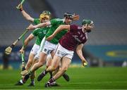 29 November 2020; Cathal Mannion of Galway in action against Declan Hannon, Tom Morrissey and William O’Donoghue of Limerick during the GAA Hurling All-Ireland Senior Championship Semi-Final match between Limerick and Galway at Croke Park in Dublin. Photo by Ray McManus/Sportsfile