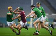 29 November 2020; Cathal Mannion of Galway in action against Declan Hannon, Tom Morrissey and William O’Donoghue of Limerick during the GAA Hurling All-Ireland Senior Championship Semi-Final match between Limerick and Galway at Croke Park in Dublin. Photo by Ray McManus/Sportsfile