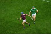 29 November 2020; Johnny Coen of Galway in action against William O’Donoghue of Limerick during the GAA Hurling All-Ireland Senior Championship Semi-Final match between Limerick and Galway at Croke Park in Dublin. Photo by Daire Brennan/Sportsfile