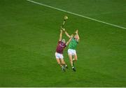 29 November 2020; David Burke of Galway in action against William O’Donoghue of Limerick during the GAA Hurling All-Ireland Senior Championship Semi-Final match between Limerick and Galway at Croke Park in Dublin. Photo by Daire Brennan/Sportsfile