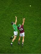 29 November 2020; Diarmaid Byrnes of Limerick in action against David Burke of Galway during the GAA Hurling All-Ireland Senior Championship Semi-Final match between Limerick and Galway at Croke Park in Dublin. Photo by Daire Brennan/Sportsfile