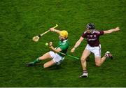 29 November 2020; Seamus Flanagan of Limerick in action against Aidan Harte of Galway during the GAA Hurling All-Ireland Senior Championship Semi-Final match between Limerick and Galway at Croke Park in Dublin. Photo by Daire Brennan/Sportsfile