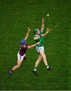 29 November 2020; William O’Donoghue of Limerick in action against Johnny Coen of Galway during the GAA Hurling All-Ireland Senior Championship Semi-Final match between Limerick and Galway at Croke Park in Dublin. Photo by Daire Brennan/Sportsfile