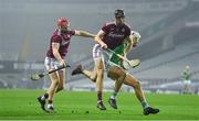 29 November 2020; Joe Canning, left, and Joseph Cooney of Galway clash with Kyle Hayes of Limerick during the GAA Hurling All-Ireland Senior Championship Semi-Final match between Limerick and Galway at Croke Park in Dublin. Photo by Brendan Moran/Sportsfile