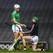 29 November 2020; Galway goalkeeper Éanna Murphy and Pat Ryan of Limerick after the GAA Hurling All-Ireland Senior Championship Semi-Final match between Limerick and Galway at Croke Park in Dublin. Photo by Ray McManus/Sportsfile