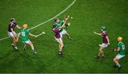 29 November 2020; Peter Casey of Limerick in action against Seán Loftus of Galway during the GAA Hurling All-Ireland Senior Championship Semi-Final match between Limerick and Galway at Croke Park in Dublin. Photo by Daire Brennan/Sportsfile