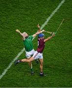 29 November 2020; Cian Lynch of Limerick in action against Johnny Coen of Galway during the GAA Hurling All-Ireland Senior Championship Semi-Final match between Limerick and Galway at Croke Park in Dublin. Photo by Daire Brennan/Sportsfile