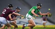 29 November 2020; Gearóid Hegarty of Limerick in action against Aidan Harte, 2, and Seán Loftus of Galway during the GAA Hurling All-Ireland Senior Championship Semi-Final match between Limerick and Galway at Croke Park in Dublin. Photo by Ray McManus/Sportsfile