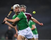 29 November 2020; Pat Ryan of Limerick in action against Padraic Mannion of Galway during the GAA Hurling All-Ireland Senior Championship Semi-Final match between Limerick and Galway at Croke Park in Dublin. Photo by Ray McManus/Sportsfile