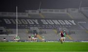 29 November 2020; Joe Canning of Galway takes a free during the GAA Hurling All-Ireland Senior Championship Semi-Final match between Limerick and Galway at Croke Park in Dublin. Photo by Brendan Moran/Sportsfile