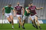 29 November 2020; Joseph Cooney of Galway is tackled by Tom Morrissey of Limerick during the GAA Hurling All-Ireland Senior Championship Semi-Final match between Limerick and Galway at Croke Park in Dublin. Photo by Piaras Ó Mídheach/Sportsfile