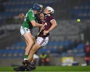 29 November 2020; David Reidy of Limerick runs into Galway full back Daithí Burke during the GAA Hurling All-Ireland Senior Championship Semi-Final match between Limerick and Galway at Croke Park in Dublin. Photo by Ray McManus/Sportsfile
