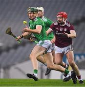 29 November 2020; William O’Donoghue of Limerick in action against Joe Canning of Galway during the GAA Hurling All-Ireland Senior Championship Semi-Final match between Limerick and Galway at Croke Park in Dublin. Photo by Brendan Moran/Sportsfile