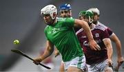 29 November 2020; Aaron Gillane of Limerick in action against Adrian Tuohey of Galway during the GAA Hurling All-Ireland Senior Championship Semi-Final match between Limerick and Galway at Croke Park in Dublin. Photo by Piaras Ó Mídheach/Sportsfile