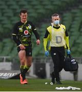 29 November 2020; Billy Burns of Ireland leaves the pitch with an injury accompanied by Ireland team doctor Dr Ciaran Cosgrove during the Autumn Nations Cup match between Ireland and Georgia at the Aviva Stadium in Dublin. Photo by Ramsey Cardy/Sportsfile