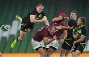 29 November 2020; Jacob Stockdale of Ireland fails to catch a high ball during the Autumn Nations Cup match between Ireland and Georgia at the Aviva Stadium in Dublin. Photo by Ramsey Cardy/Sportsfile