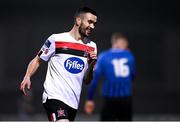 29 November 2020; Michael Duffy of Dundalk celebrates after scoring his side's second goal during the Extra.ie FAI Cup Semi-Final match between Athlone Town and Dundalk at the Athlone Town Stadium in Athlone, Westmeath. Photo by Harry Murphy/Sportsfile