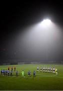 29 November 2020; Athlone Town and Dundalk players observe a minutes silence prior to the Extra.ie FAI Cup Semi-Final match between Athlone Town and Dundalk at the Athlone Town Stadium in Athlone, Westmeath. Photo by Harry Murphy/Sportsfile