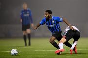 29 November 2020; Israel Kimazo of Athlone Town in action against Greg Sloggett of Dundalk during the Extra.ie FAI Cup Semi-Final match between Athlone Town and Dundalk at Athlone Town Stadium in Athlone, Westmeath. Photo by Stephen McCarthy/Sportsfile