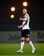 29 November 2020; Chris Shields of Dundalk celebrates after scoring his side's seventh goal during the Extra.ie FAI Cup Semi-Final match between Athlone Town and Dundalk at Athlone Town Stadium in Athlone, Westmeath. Photo by Stephen McCarthy/Sportsfile