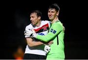 29 November 2020; David McMillan of Dundalk with Athlone Town goalkeeper Paddy Martin following during the Extra.ie FAI Cup Semi-Final match between Athlone Town and Dundalk at Athlone Town Stadium in Athlone, Westmeath. Photo by Stephen McCarthy/Sportsfile