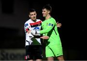 29 November 2020; Patrick McEleney of Dundalk and Athlone Town goalkeeper Paddy Martin folllowing the Extra.ie FAI Cup Semi-Final match between Athlone Town and Dundalk at Athlone Town Stadium in Athlone, Westmeath. Photo by Stephen McCarthy/Sportsfile