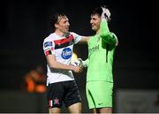 29 November 2020; David McMillan of Dundalk with Athlone Town goalkeeper Paddy Martin following during the Extra.ie FAI Cup Semi-Final match between Athlone Town and Dundalk at Athlone Town Stadium in Athlone, Westmeath. Photo by Stephen McCarthy/Sportsfile