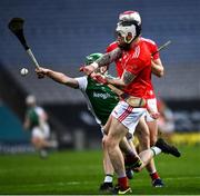 28 November 2020; Andrew McGrave of Louth in action against Caolan Duffy of Fermanagh during the Lory Meagher Cup Final match between Fermanagh and Louth at Croke Park in Dublin. Photo by Ray McManus/Sportsfile
