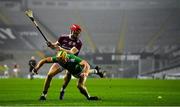 29 November 2020; Joe Canning of Galway in action against Dan Morrissey of Limerick during the GAA Hurling All-Ireland Senior Championship Semi-Final match between Limerick and Galway at Croke Park in Dublin. Photo by Brendan Moran/Sportsfile