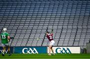 29 November 2020; Empty seats in the Davin End as Aidan Harte of Galway clears the ball downfield during the GAA Hurling All-Ireland Senior Championship Semi-Final match between Limerick and Galway at Croke Park in Dublin. Photo by Piaras Ó Mídheach/Sportsfile