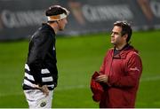 30 November 2020; Munster head coach Johann van Graan, right, speaks to Thomas Ahern of Munster ahead of his debut in the Guinness PRO14 match between Munster and Zebre at Thomond Park in Limerick. Photo by Ramsey Cardy/Sportsfile